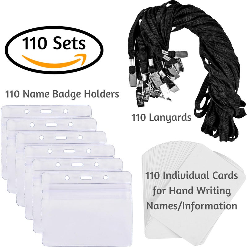 SEE-IT! 330 pcs Make 110 Name Tag Holders with Lanyards and White Insert Cards, Quick Load No Zipper Badge Protector ID Holder Heavy Duty Reusable Business School Church Conference - Image 4